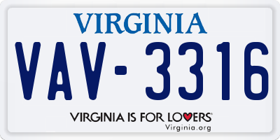 VA license plate VAV3316