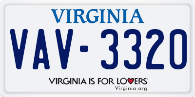 VA license plate VAV3320