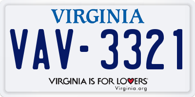 VA license plate VAV3321