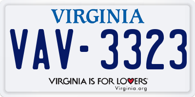 VA license plate VAV3323