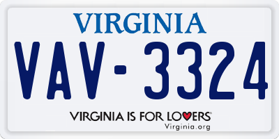 VA license plate VAV3324