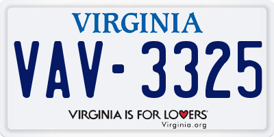 VA license plate VAV3325