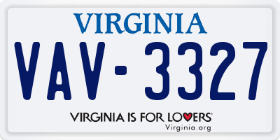 VA license plate VAV3327