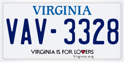 VA license plate VAV3328