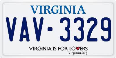 VA license plate VAV3329