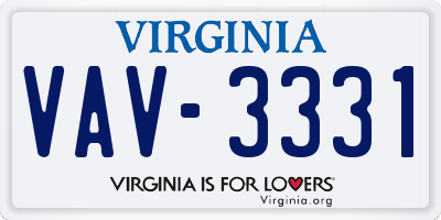 VA license plate VAV3331