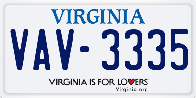 VA license plate VAV3335