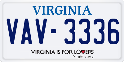 VA license plate VAV3336
