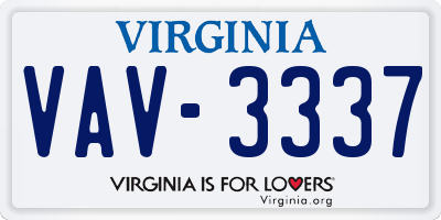VA license plate VAV3337