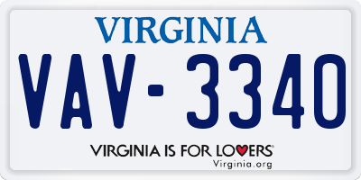 VA license plate VAV3340
