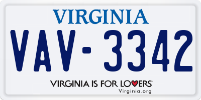 VA license plate VAV3342