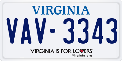 VA license plate VAV3343