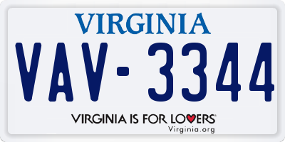VA license plate VAV3344