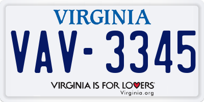 VA license plate VAV3345