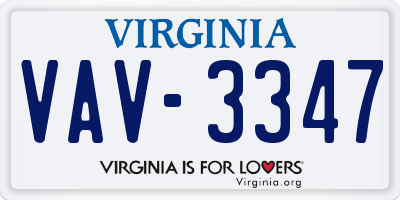 VA license plate VAV3347