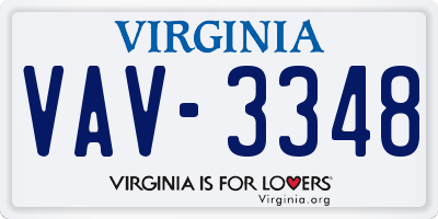 VA license plate VAV3348