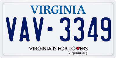 VA license plate VAV3349