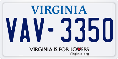 VA license plate VAV3350