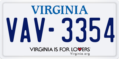 VA license plate VAV3354