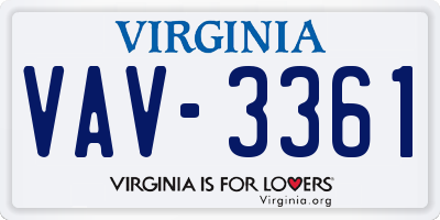 VA license plate VAV3361