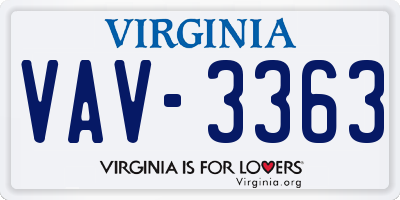 VA license plate VAV3363