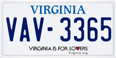 VA license plate VAV3365