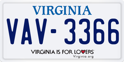 VA license plate VAV3366