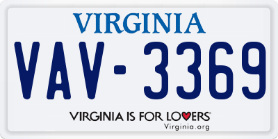 VA license plate VAV3369