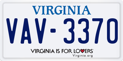 VA license plate VAV3370