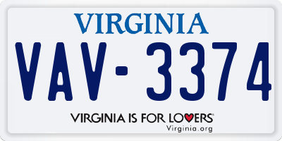 VA license plate VAV3374