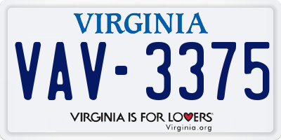 VA license plate VAV3375