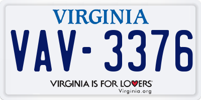 VA license plate VAV3376