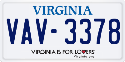 VA license plate VAV3378