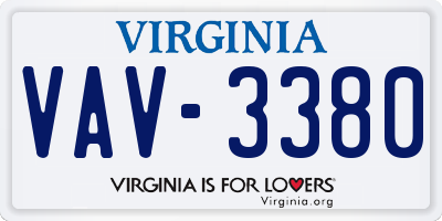 VA license plate VAV3380