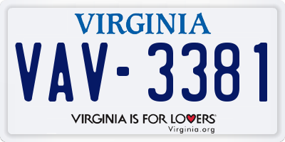 VA license plate VAV3381