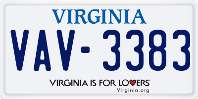 VA license plate VAV3383