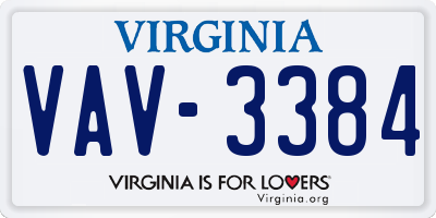 VA license plate VAV3384