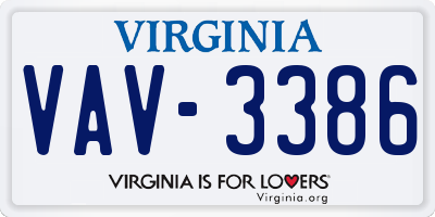 VA license plate VAV3386