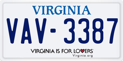 VA license plate VAV3387