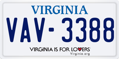 VA license plate VAV3388