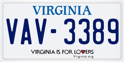 VA license plate VAV3389