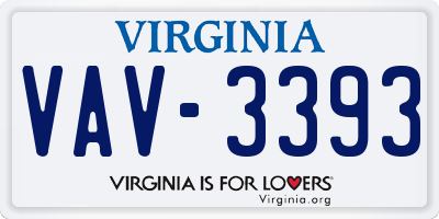 VA license plate VAV3393