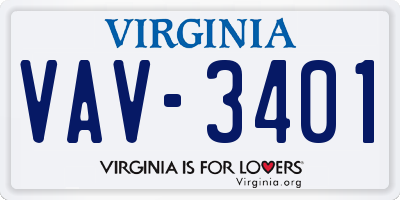 VA license plate VAV3401