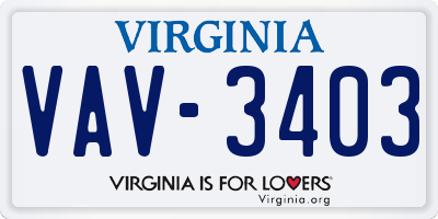 VA license plate VAV3403