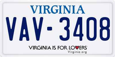 VA license plate VAV3408