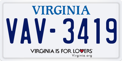 VA license plate VAV3419