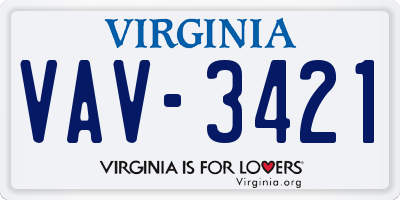 VA license plate VAV3421
