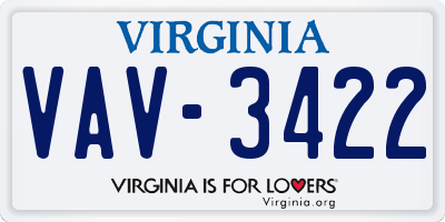 VA license plate VAV3422