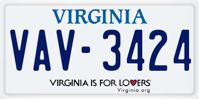 VA license plate VAV3424