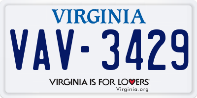 VA license plate VAV3429